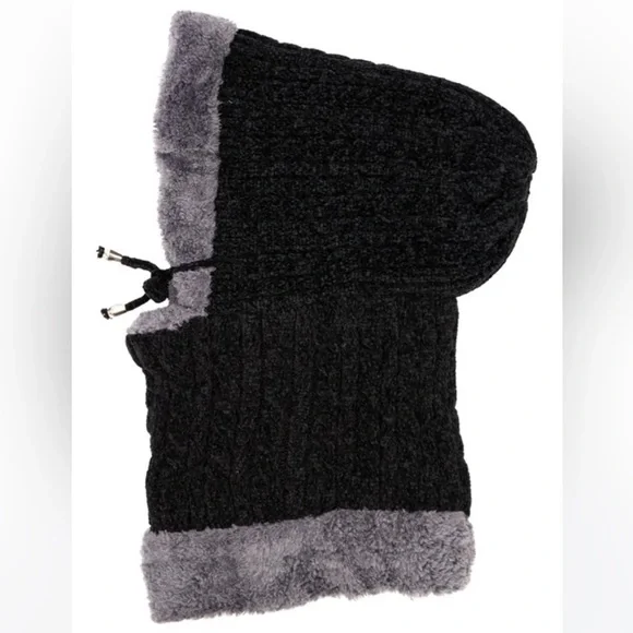 Chenille & Fleece Faux Fur Balaclava Hat Scarf - Picture 4 of 8